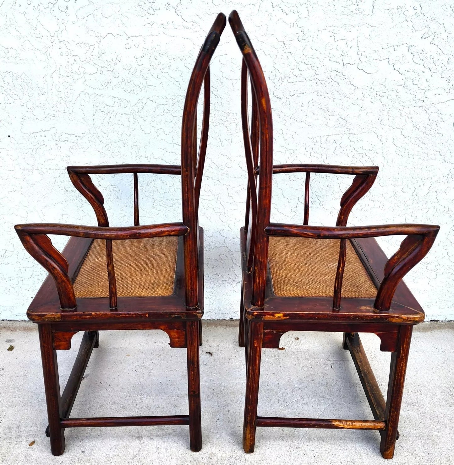 Antique 1850 Chinese Ju Mu Hat Armchairs with Authentication Pair
