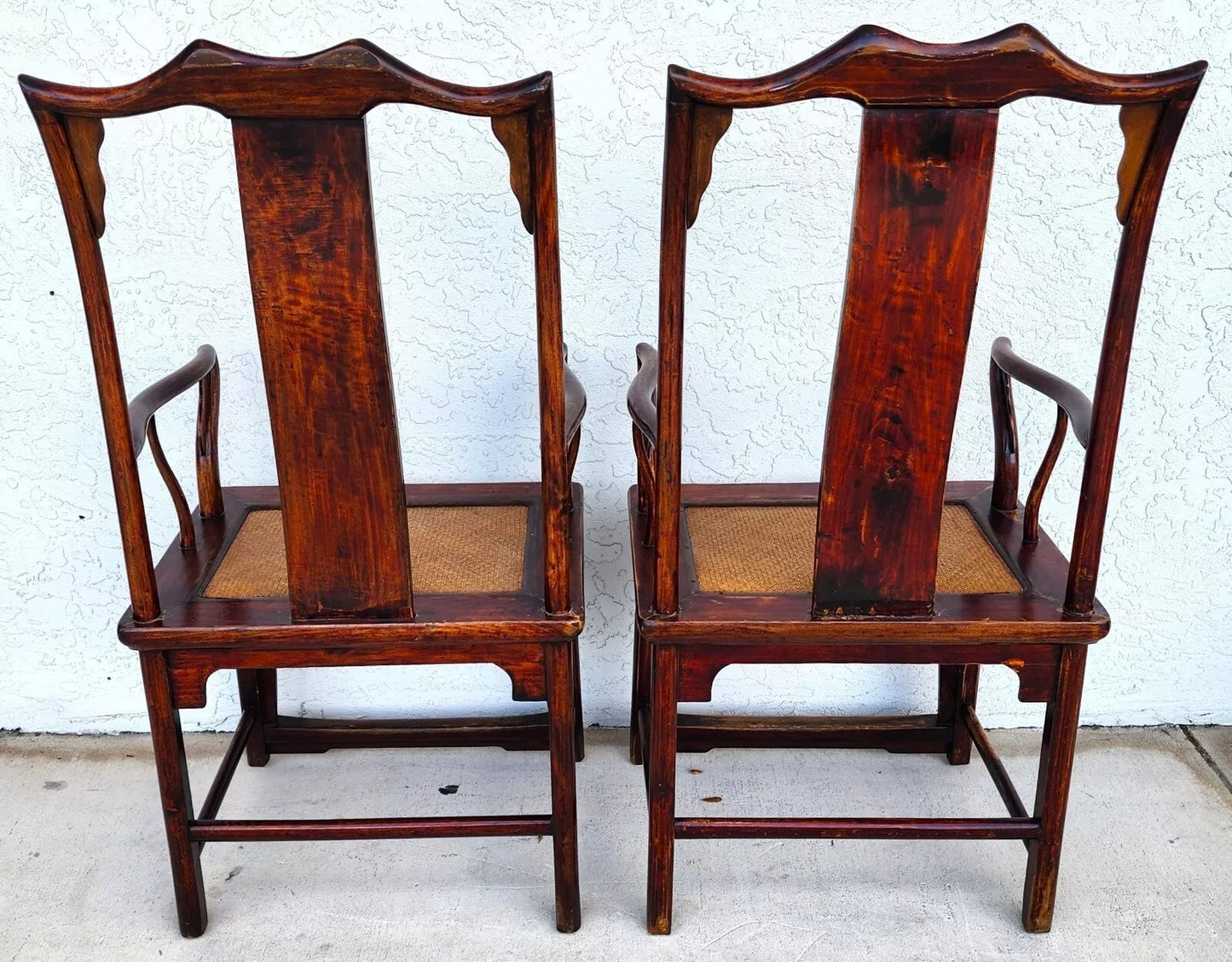 Antique 1850 Chinese Ju Mu Hat Armchairs with Authentication Pair