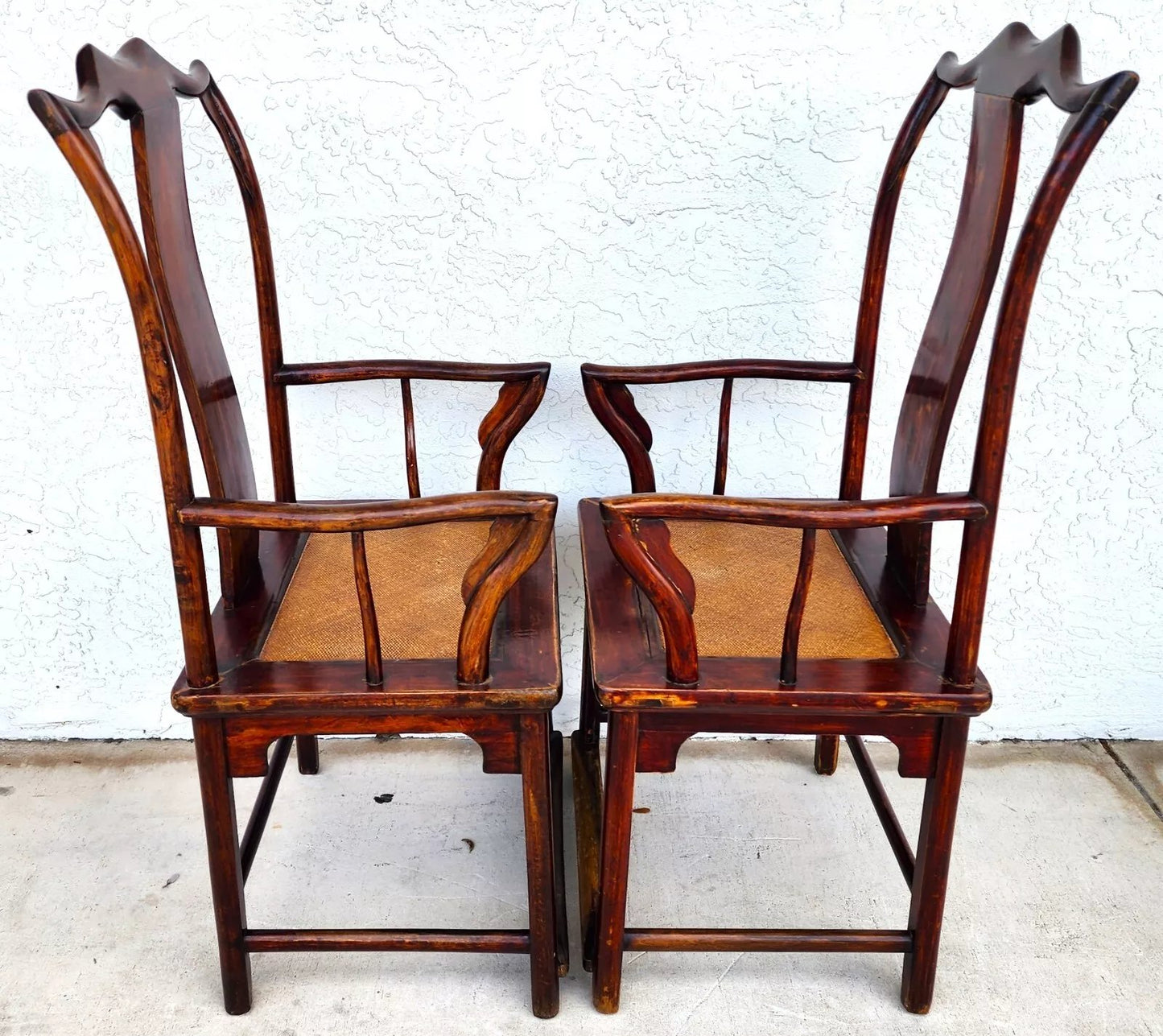 Antique 1850 Chinese Ju Mu Hat Armchairs with Authentication Pair