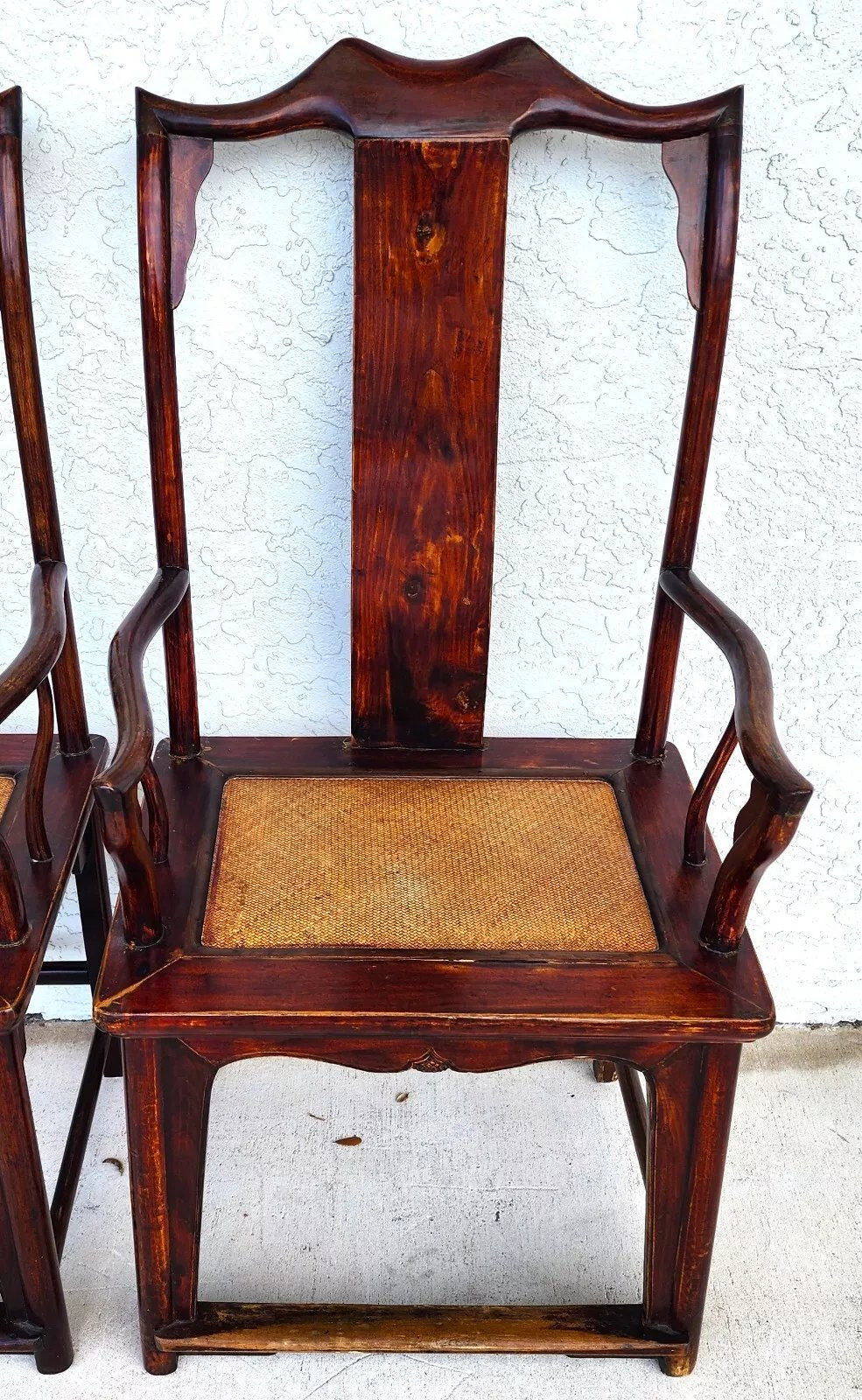 Antique 1850 Chinese Ju Mu Hat Armchairs with Authentication Pair