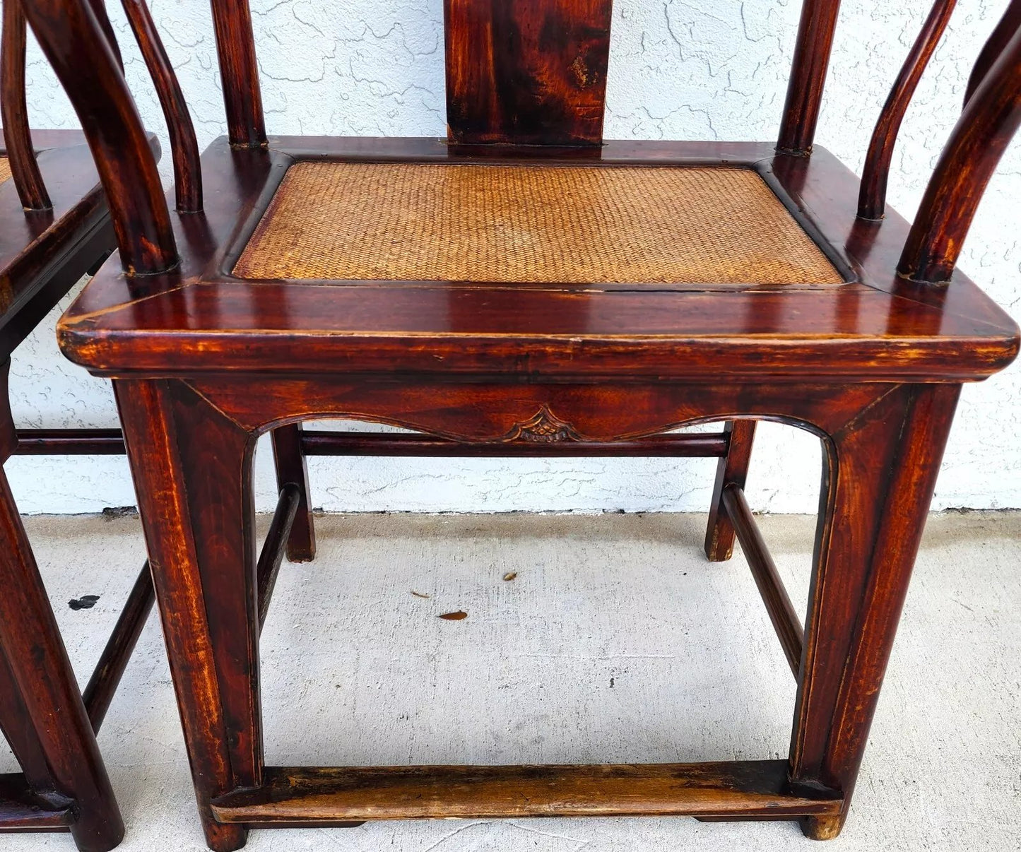 Antique 1850 Chinese Ju Mu Hat Armchairs with Authentication Pair