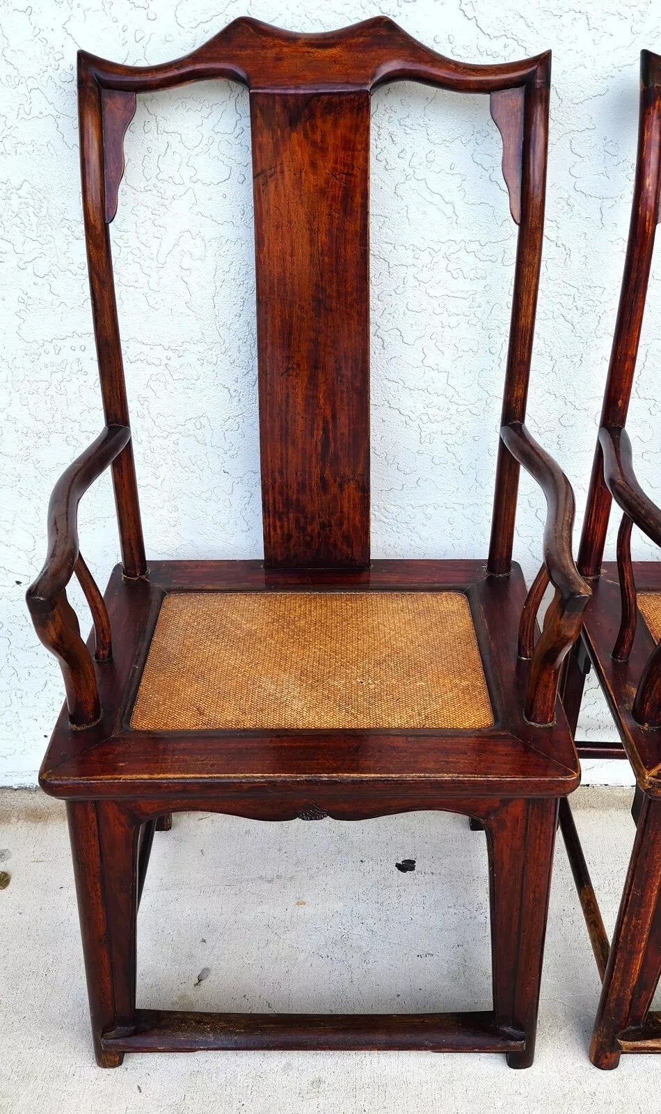 Antique 1850 Chinese Ju Mu Hat Armchairs with Authentication Pair