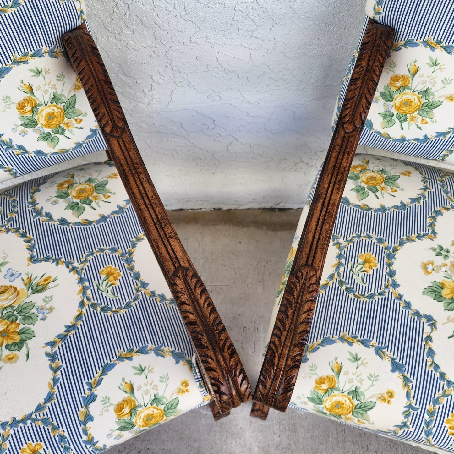 CENTURY FURNITURE Louis XIII Os de Mouton Armchairs a Pair