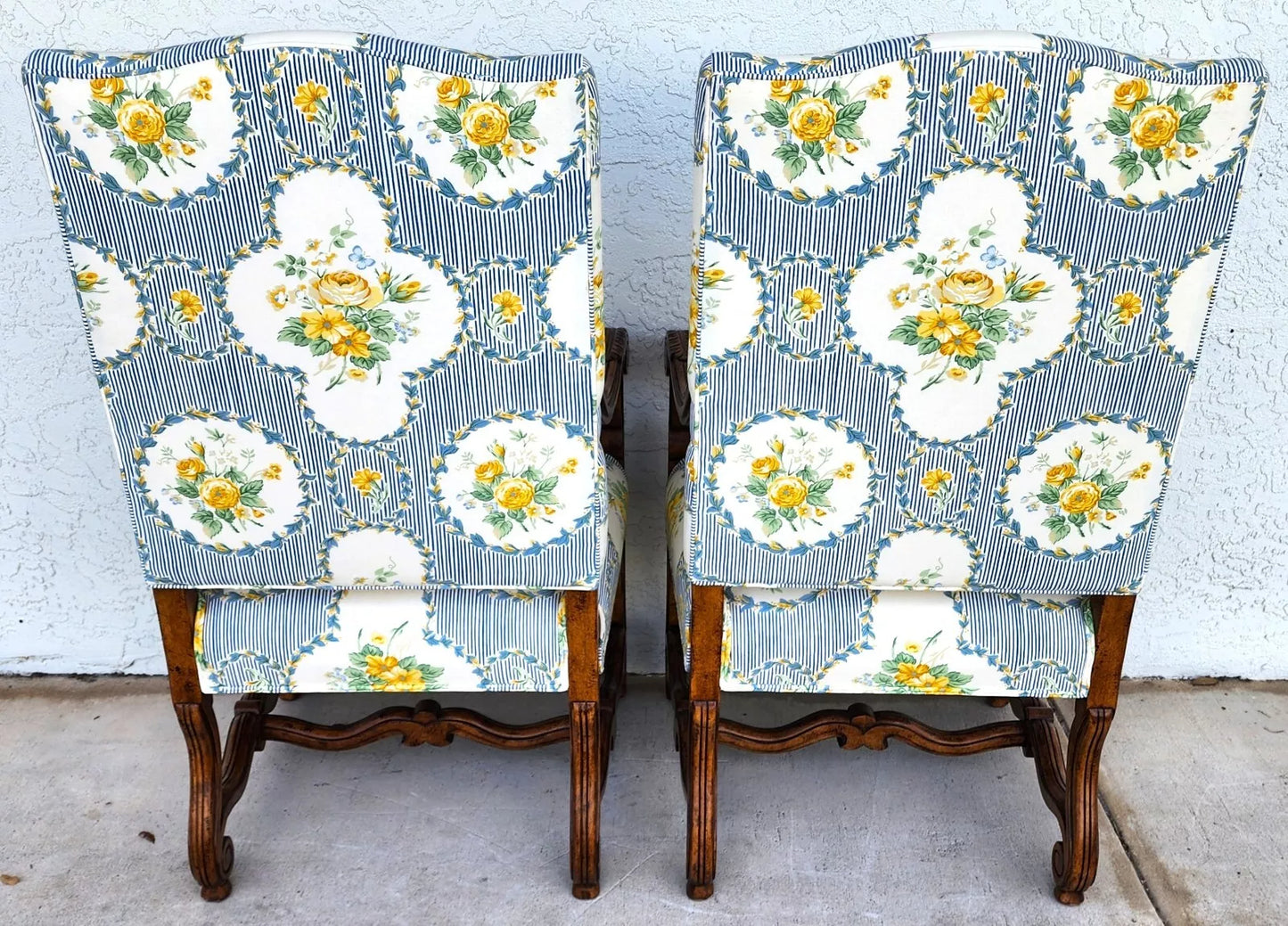 CENTURY FURNITURE Louis XIII Os de Mouton Armchairs a Pair