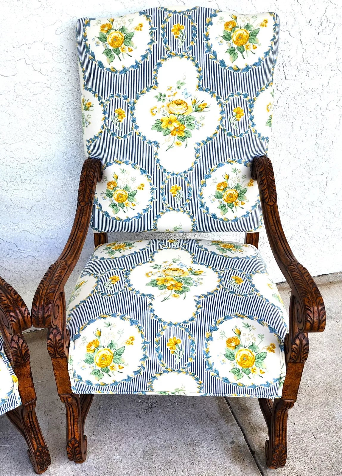 CENTURY FURNITURE Louis XIII Os de Mouton Armchairs a Pair