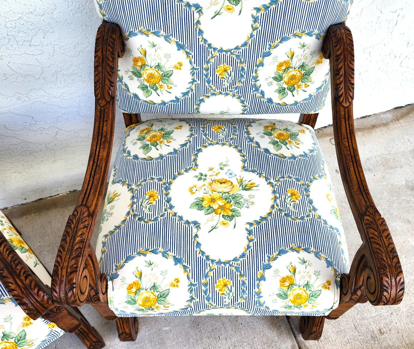 CENTURY FURNITURE Louis XIII Os de Mouton Armchairs a Pair