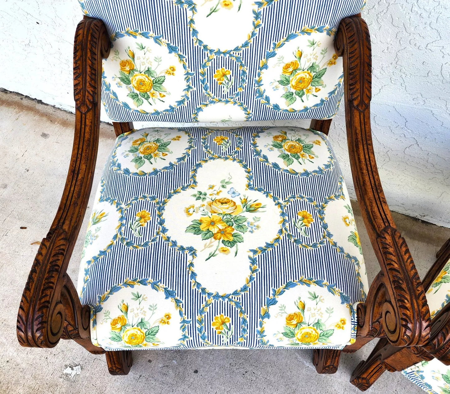 CENTURY FURNITURE Louis XIII Os de Mouton Armchairs a Pair