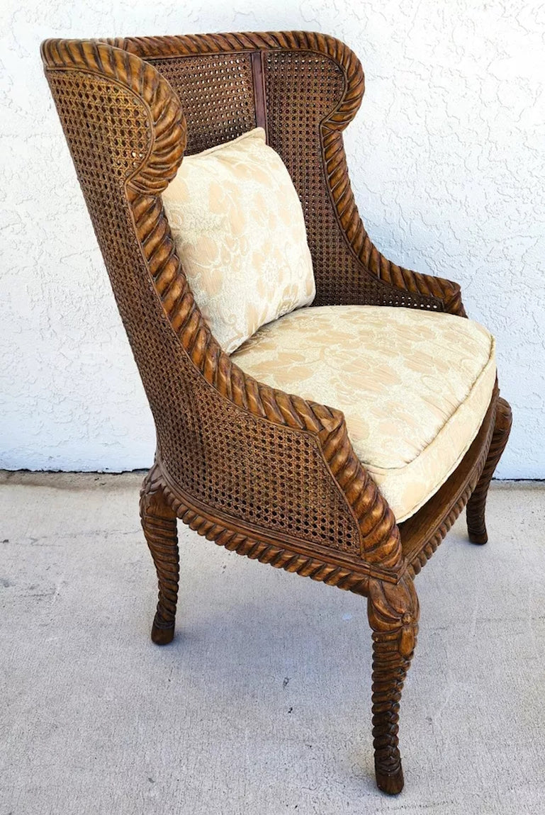French Double Cane Wingback Chair