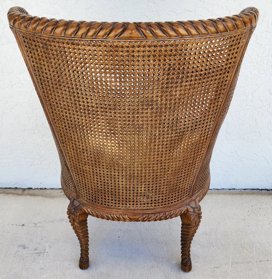 French Double Cane Wingback Chair
