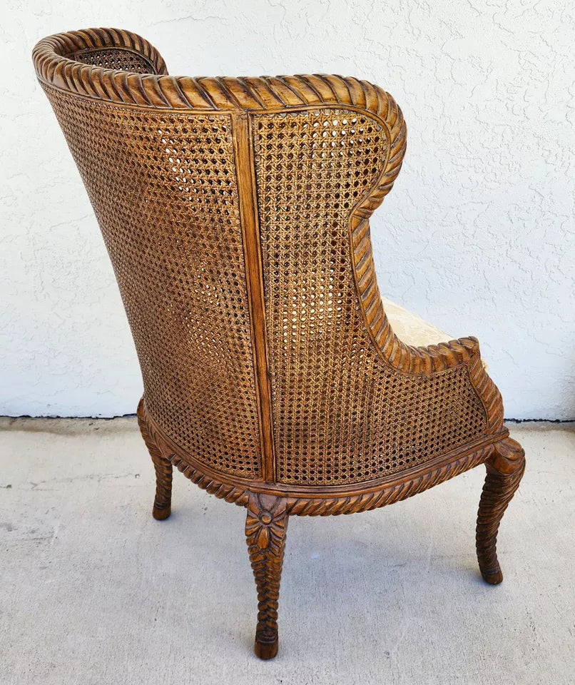French Double Cane Wingback Chair