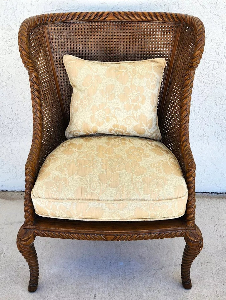 French Double Cane Wingback Chair