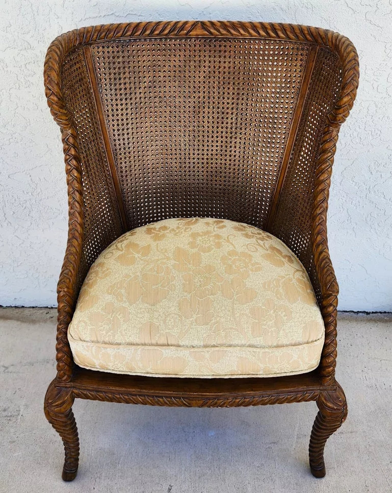 French Double Cane Wingback Chair