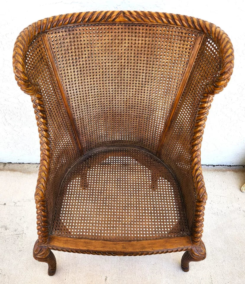 French Double Cane Wingback Chair