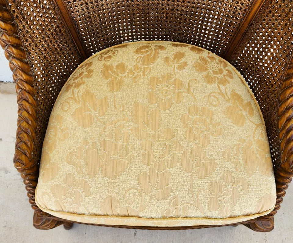 French Double Cane Wingback Chair