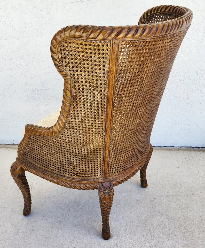 French Double Cane Wingback Chair