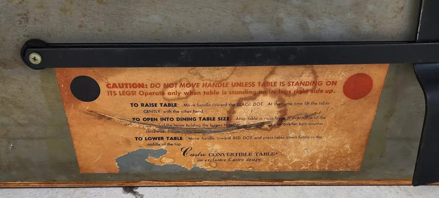 Vintage MCM Coffee Converts To Dining Table by CASTRO CONVERTIBLE
