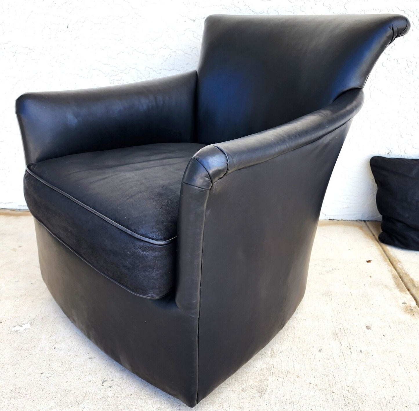 MCM Leather Club Swivel Chair by Century Furniture Co