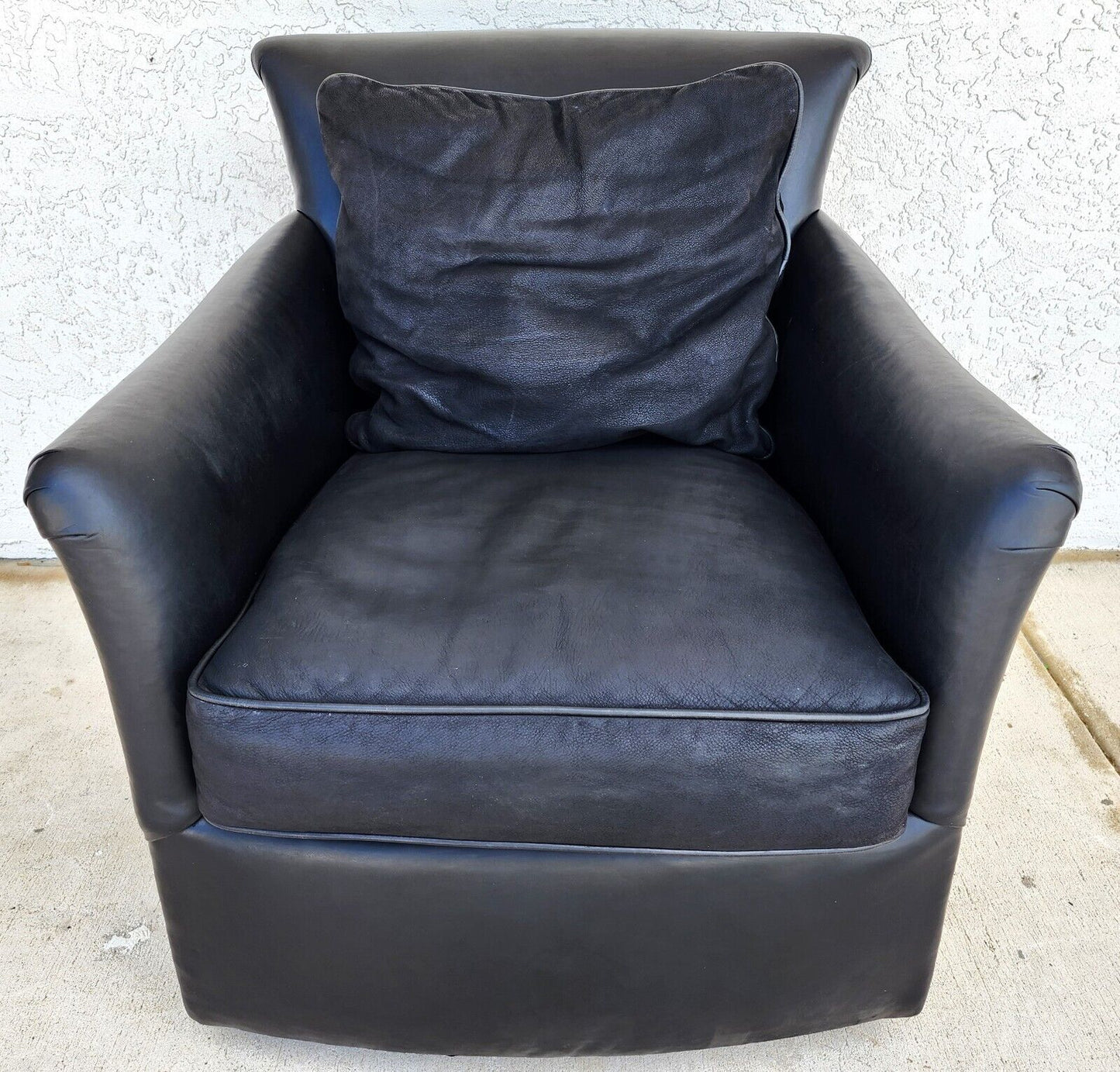 MCM Leather Club Swivel Chair by Century Furniture Co