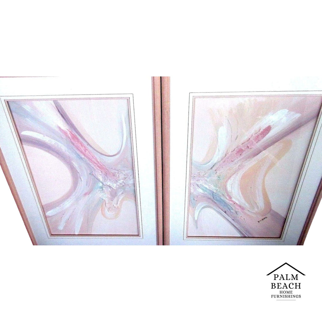 2 Panel Painting Signed Dino Diliberti (Clearwater FL) Abstract Textured Pastels