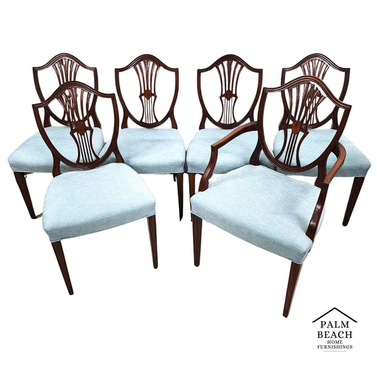 Antique Mahogany Dining Chairs Federal Hepplewhite Shield Back Set of 6