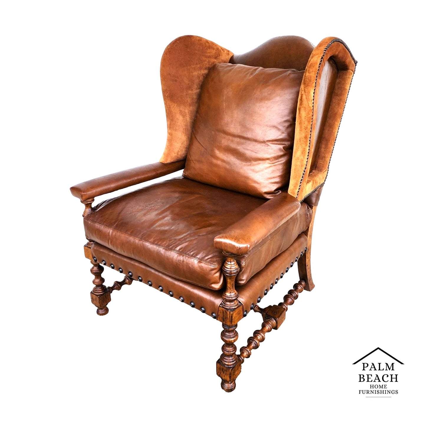 Century Furniture Leather Wingback Club Chair