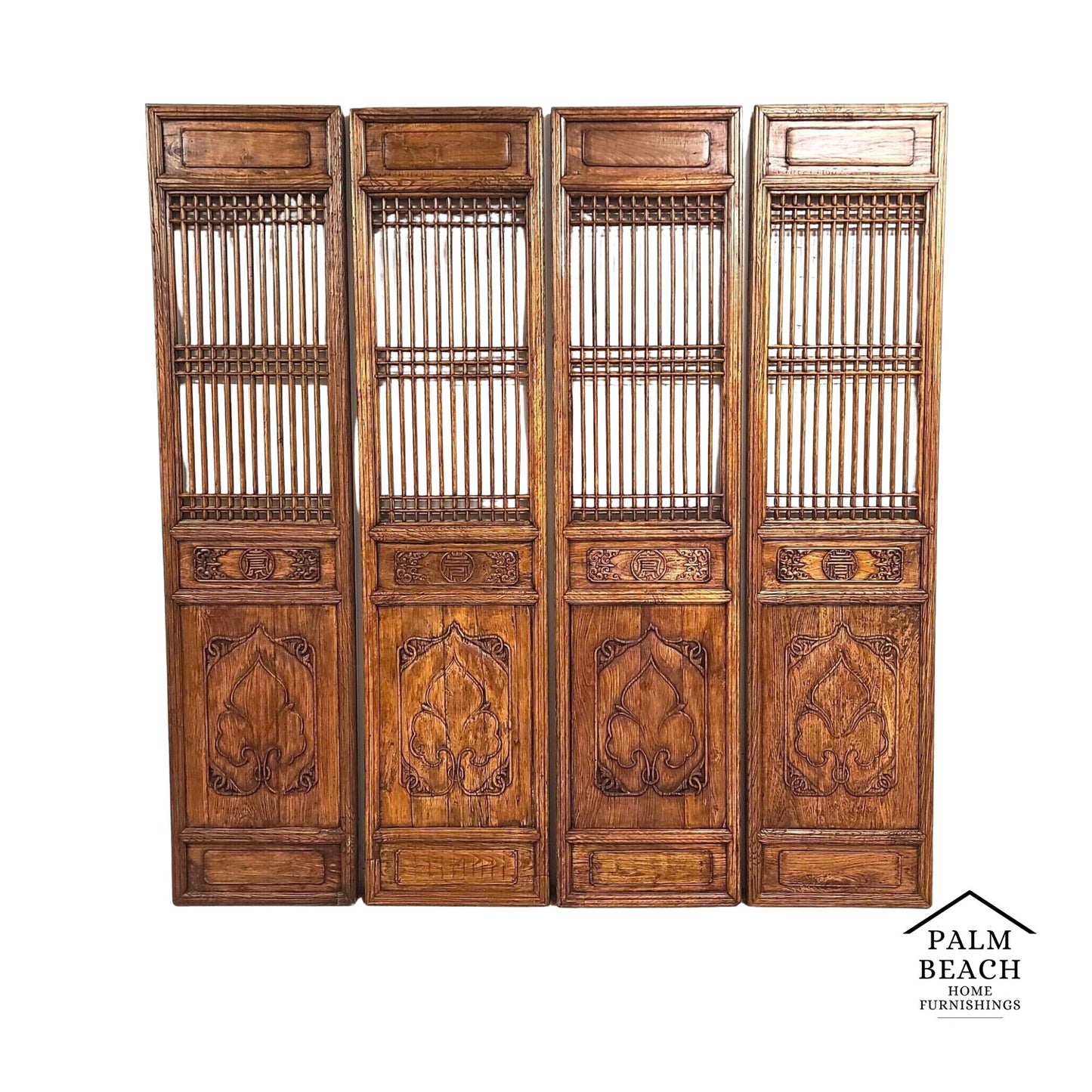 (4) 19th Century Chinese Fretwork Doors Screens Wall Panels 10 Foot