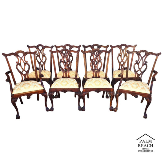 Antique Chippendale Dining Chairs Set of 8