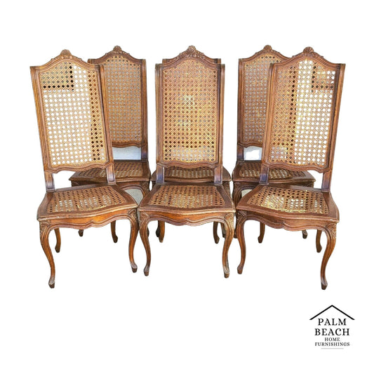 (6) Mid Century French Wingback Cane Dining Chairs by MARIANO GARCIA of Spain