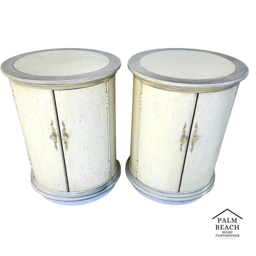 Designer Drum Side Tables Bedside Pair