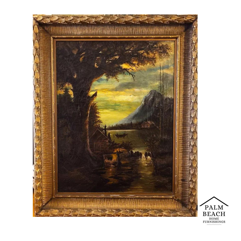 Antique Landscape Painting Oil on Canvas Signed Gilchrist 1921