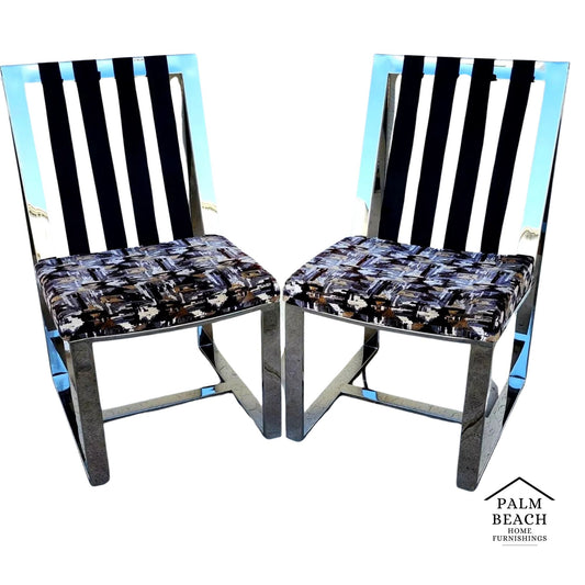 Milo Baughman Chairs MCM Stainless Steel Pair