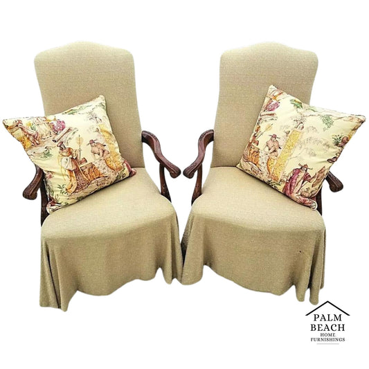 Exceptional Pair of Italian Provincial Throne Host Statement Carved Armchairs