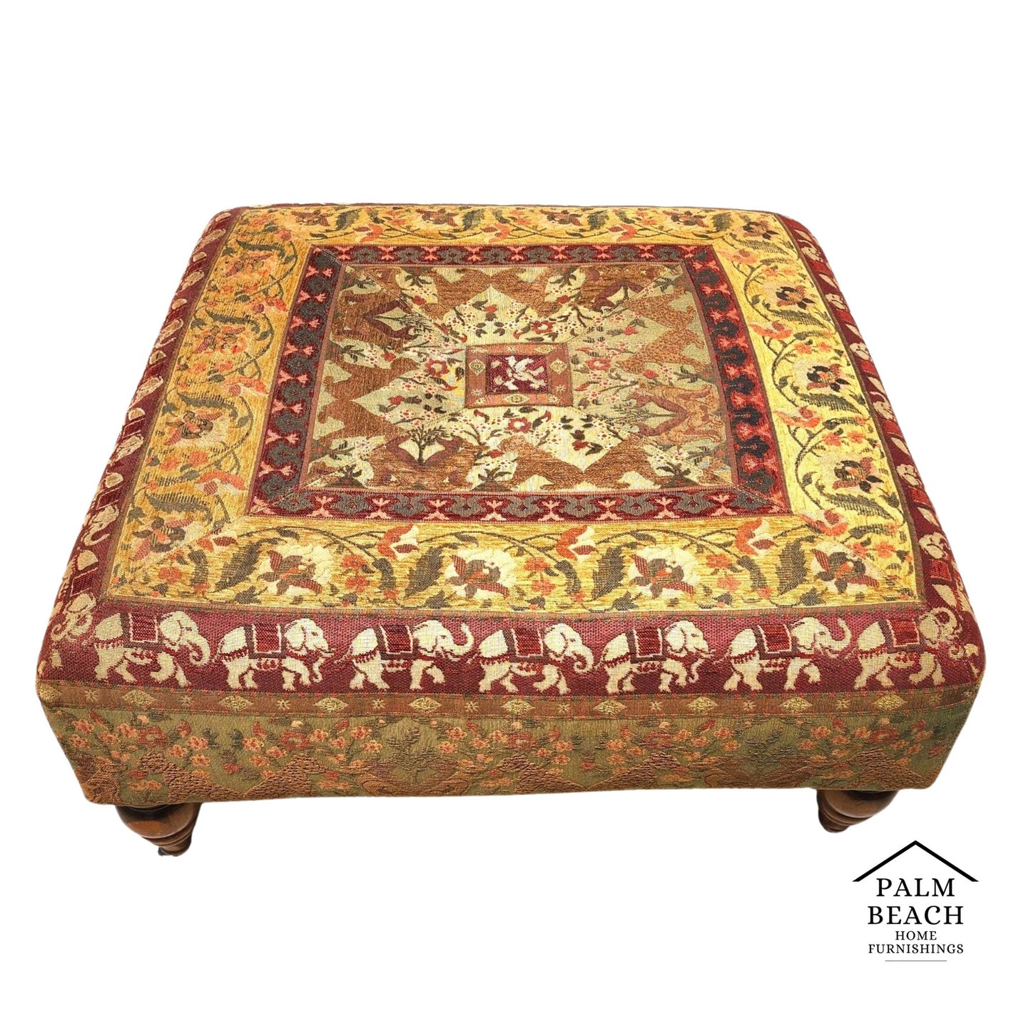 Large Ottoman with Leopards Dogs Elephants