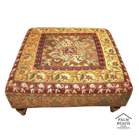 Large Ottoman with Leopards Dogs Elephants