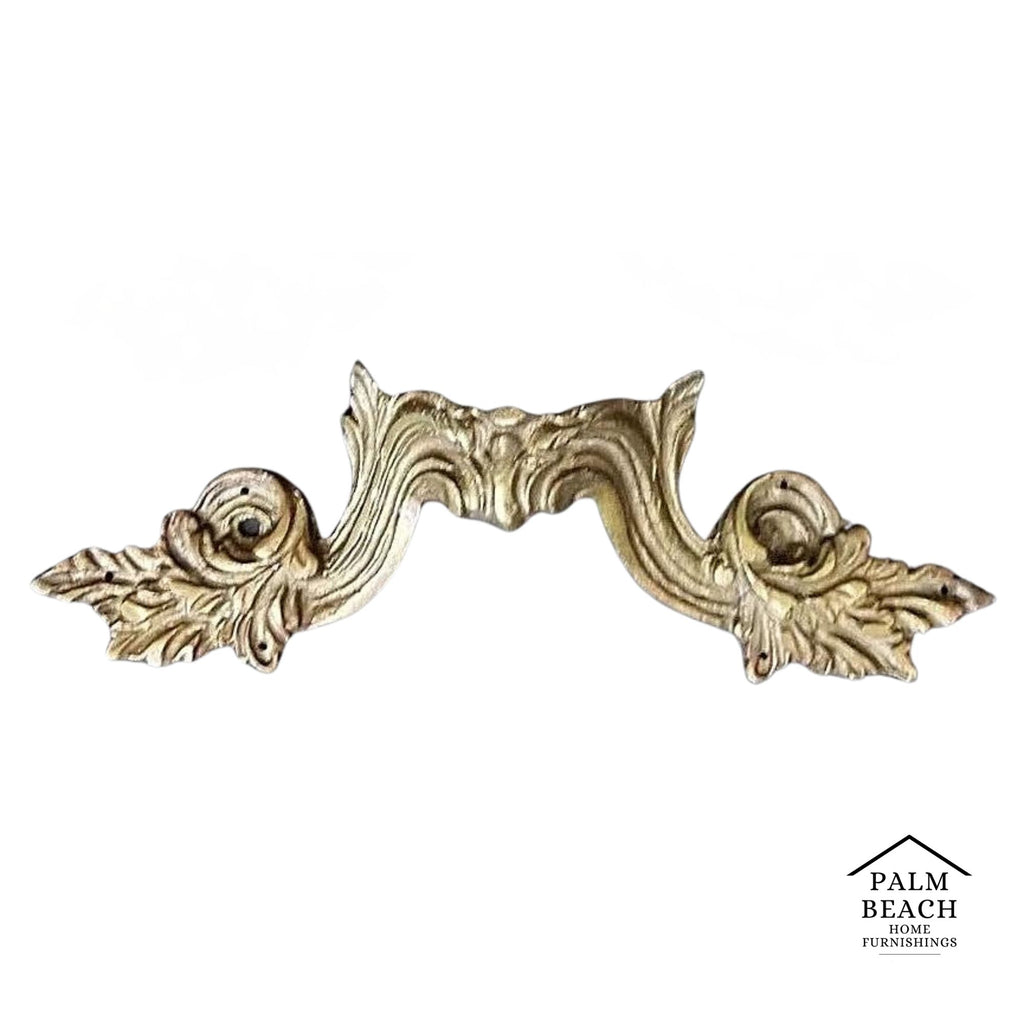 Door Drawer Pulls Handles Ornate Acanthus Leaf Gilt Bronze - Set of 2