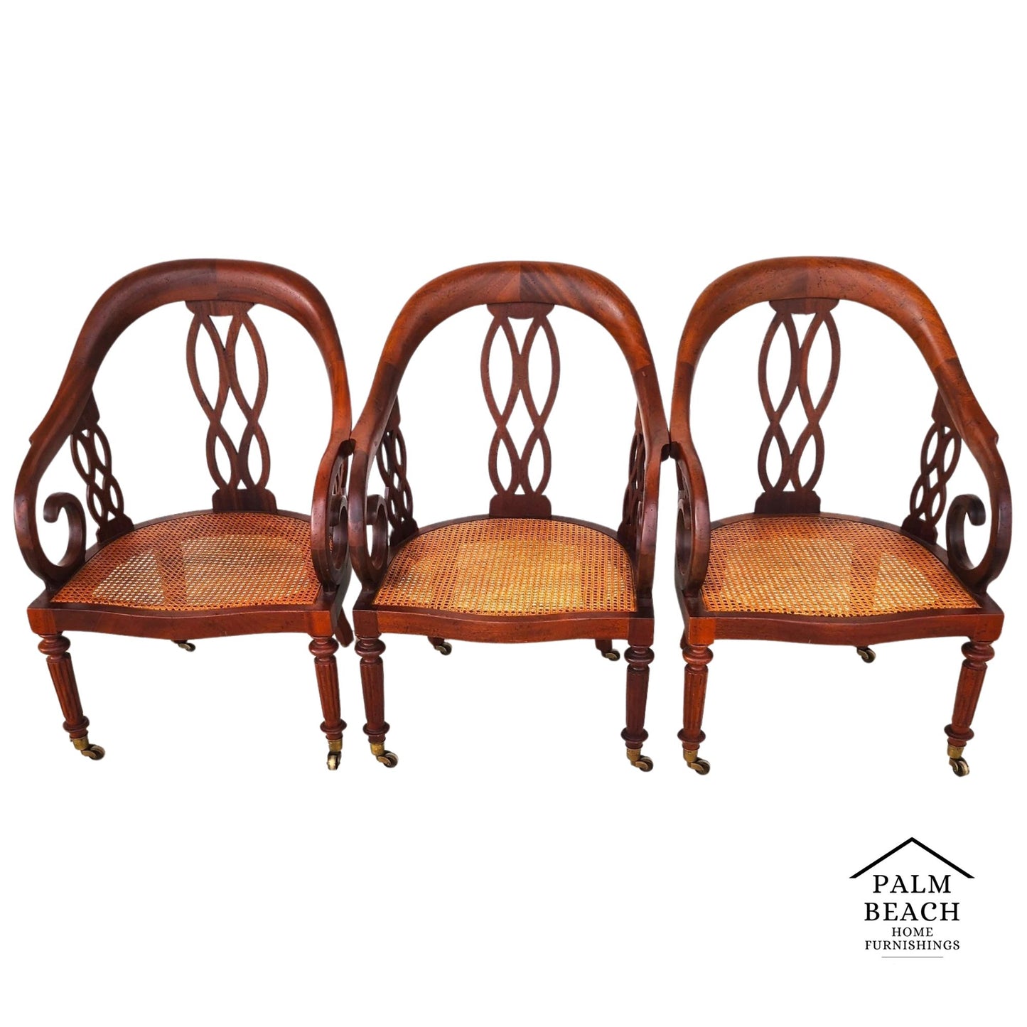 Baker Regency Armchairs Rolling Set of 3