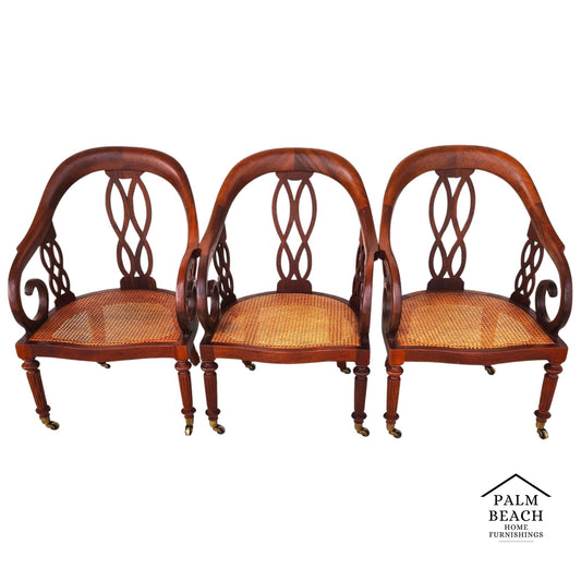 Baker Regency Armchairs Rolling Set of 3