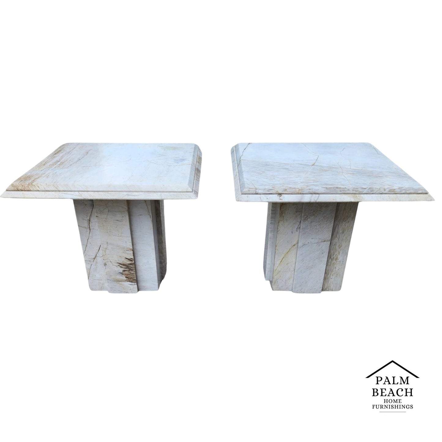 Vintage Italian Marble Side Tables Pair