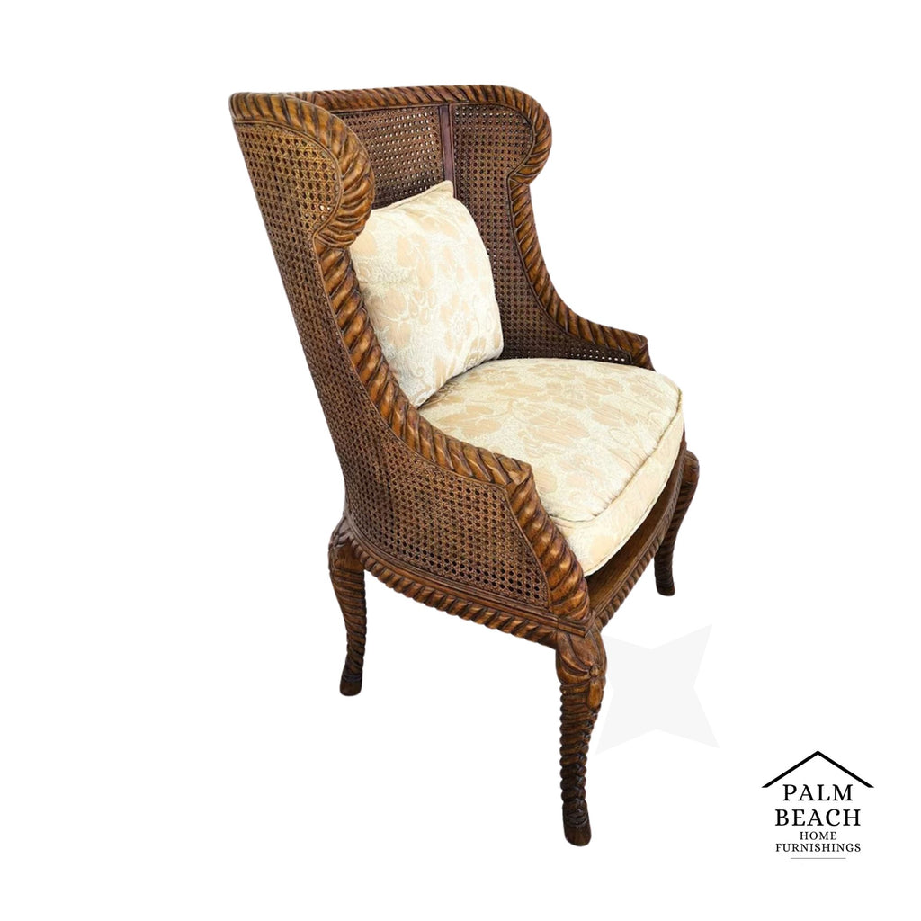 French Double Cane Wingback Chair