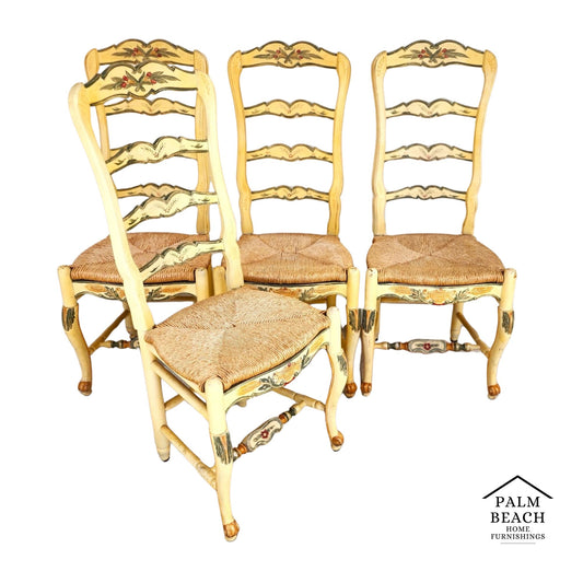 Habersham French Country Dining Chairs Rush Hand Painted