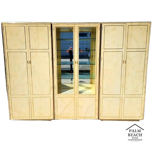 Faux Goatskin Display Etagere Bar Cabinets by JOHN STUART