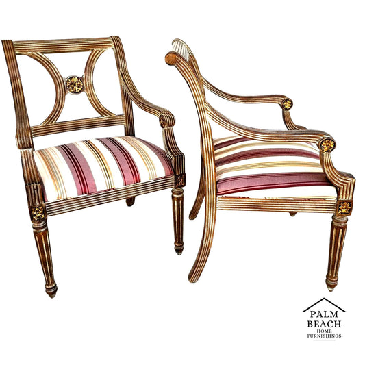 Italian Neoclassical Armchairs by Thomasville Pair