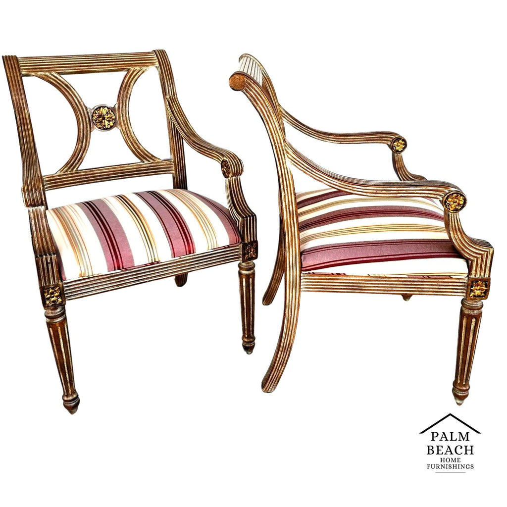 Italian Neoclassical Armchairs by Thomasville Pair