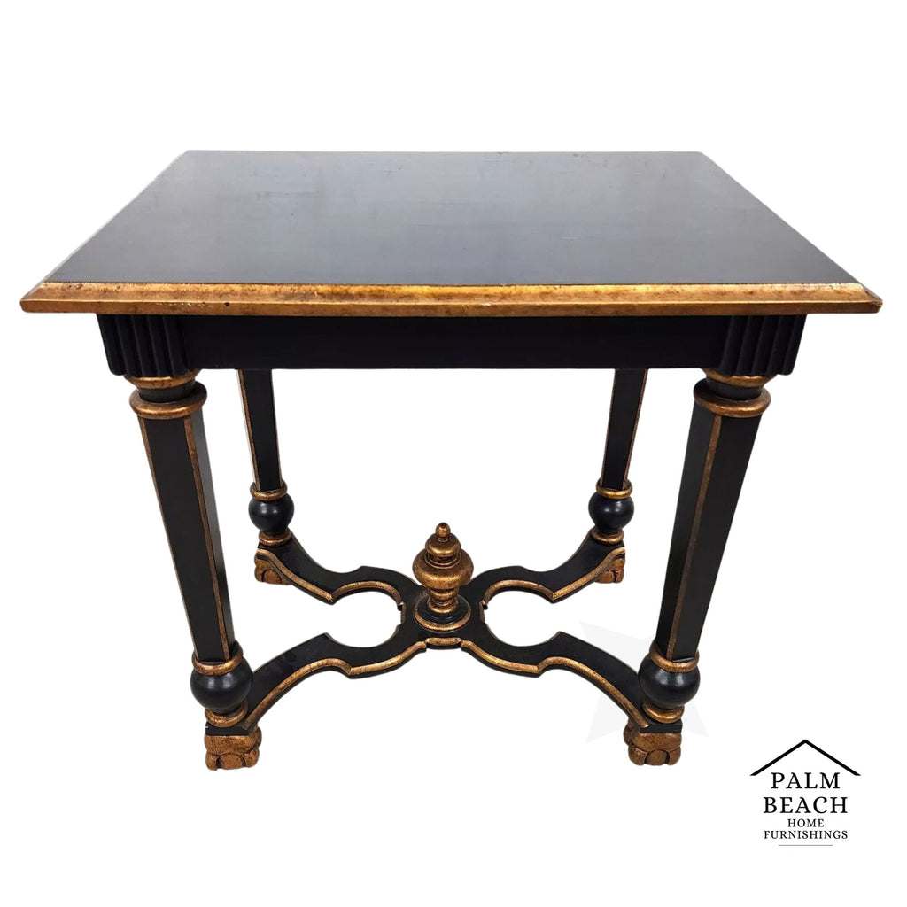 French Black Lacquered and Giltwood Table