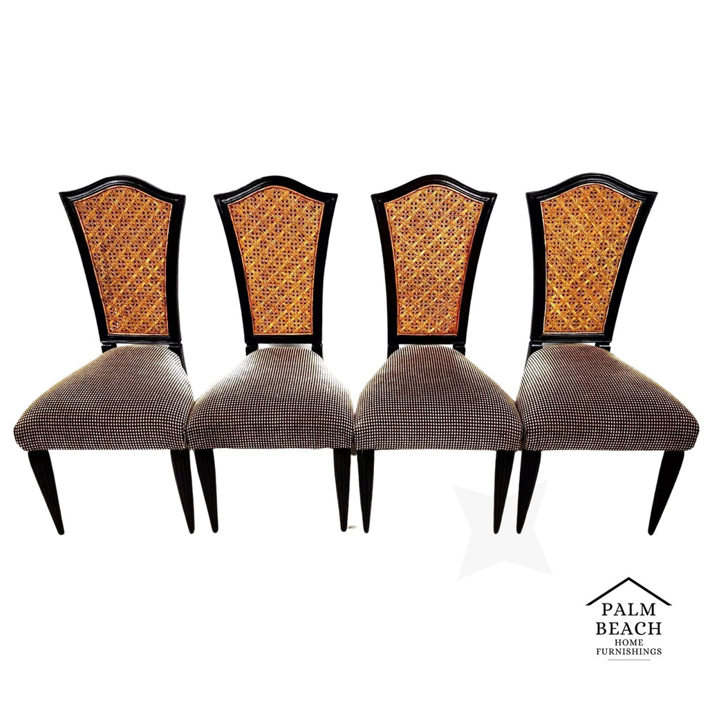 French Art Nouveau Dining Chairs Double Caned Set of 4