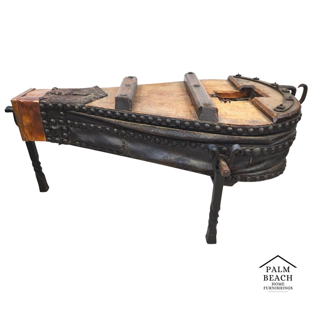 1800s French Blacksmith Bellows Rustic Coffee Table