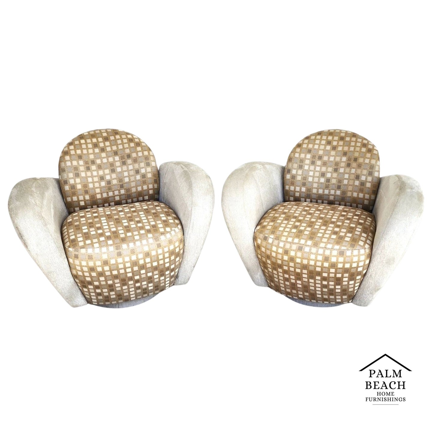 Michael Wolk Miami Club Chairs Swivel Pair