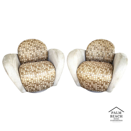 Michael Wolk Miami Club Chairs Swivel Pair