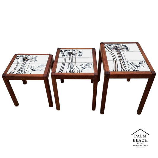 MCM Danish Nesting Tables Mobelfabrikken Toften Teak Tile