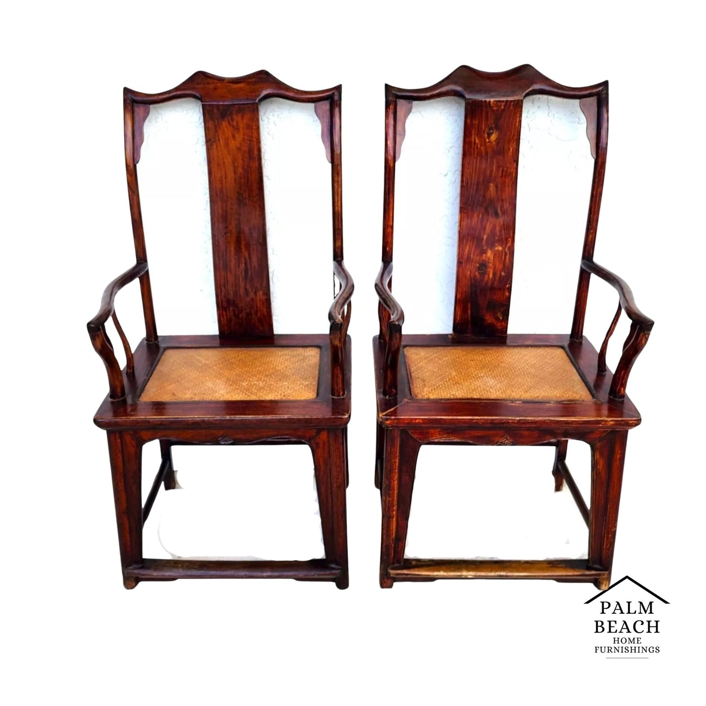 Antique 1850 Chinese Ju Mu Hat Armchairs with Authentication Pair